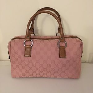 AUTHENTIC VINTAGE GUCCI Handbag-Pink w/Tan leather